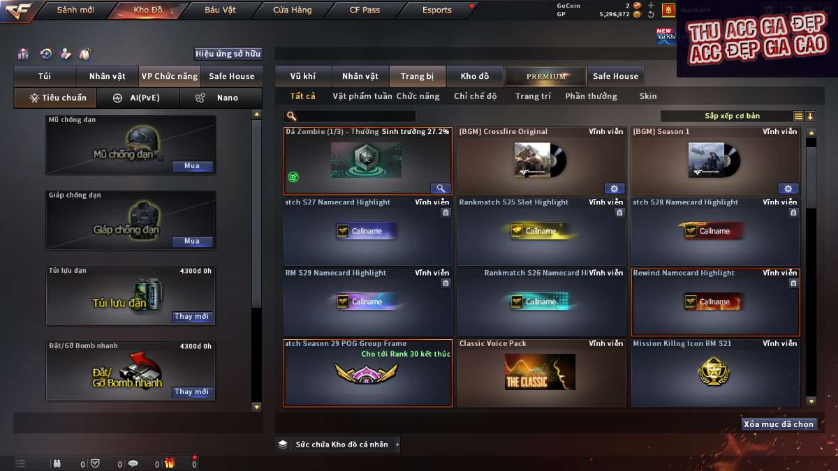 shop acc cf uy tin gia re